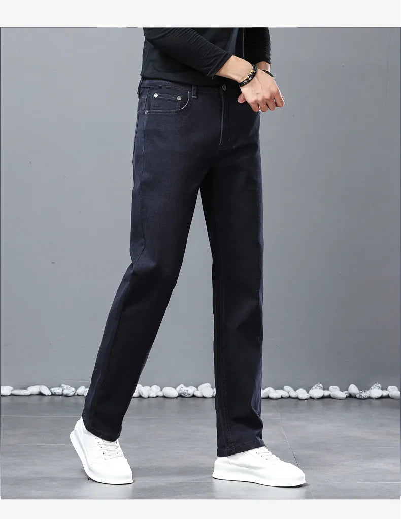 2024 herbst/Winter Neue männer Jeans Business Lose-Fit Gerade Bein Hohe Taille Baumwolle Casual Trendy hosen