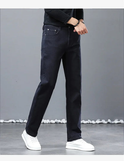 2024 herbst/Winter Neue männer Jeans Business Lose-Fit Gerade Bein Hohe Taille Baumwolle Casual Trendy hosen