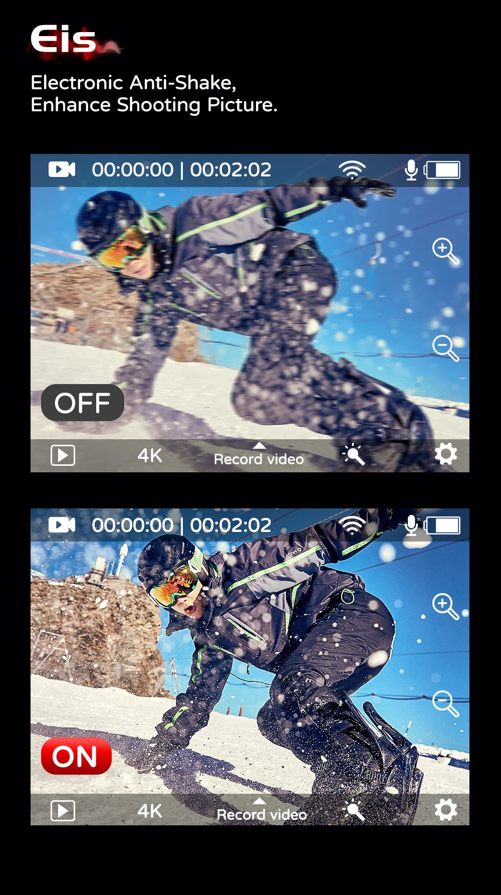 SJCAM C100 Plus Action Cam 4K Electronic Image Stabilization 2.4G WiFi 30M Waterproof With Case Sport Camera Black White.