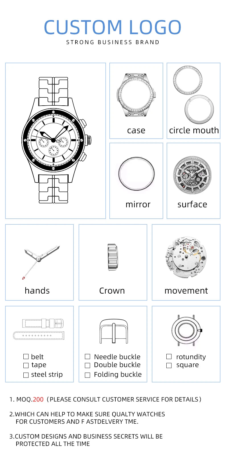 HANBORO men's fully automatic mechanical watch, roulette wheel, roulette wheel, men's watch 1001
