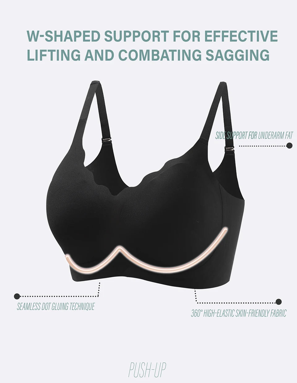 Women's Push Up Soft Bra Removable Padded Non Wired Bra Comfort Seamless Full Coverage Everyday Bra Underwear For Women.