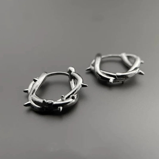 Hiphop Punk Thorn Hoop Earrings for Man Women Classic Piercing Ear Cartilage Tragus Simple Huggie Hoop Rock Jewelry Gift.