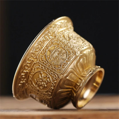 Tibetan Eight Auspicious Symbols Offering Bowl Holy Water Cup for Buddhist Ritual Buddhas Home Decoration 37JD.