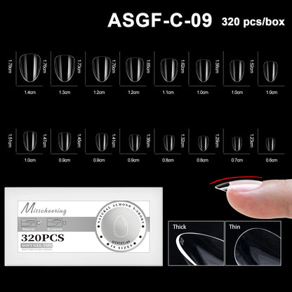16 Sizes Curved Arch Full Cover False Nail Tips Soft Gel Press on French Almond Capsules Coffin Artificial Fake Nails Extension.
