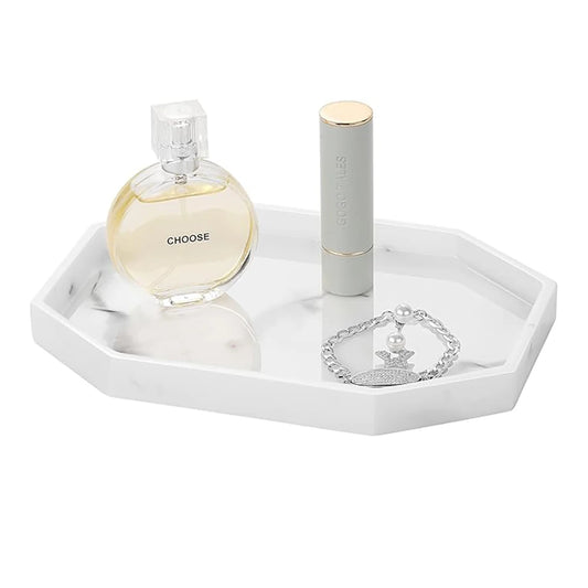 Octagon Bathroom Vanity Tray Resin Decorative Perfume Tray Jewelry Ring Dish Tray Vanity Tray for Bathroom Candle Perfume Soap.