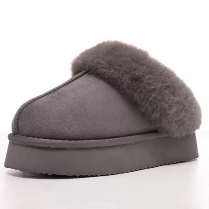 Crestar Women's Platform Fuzzy Slippers New Lady Winter House Slipper Thick Soles Warm Fuzzy Shoes Indoor Outdoor Cotton Shoes.
