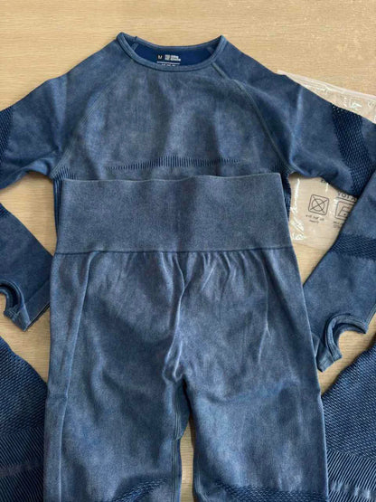 Mileegirl 2pcs Gym Sets Women Seamless Sports Pants Hollow Out Long sleeves Top Fitness Winter Fall Workout Legging Warm Outifts.