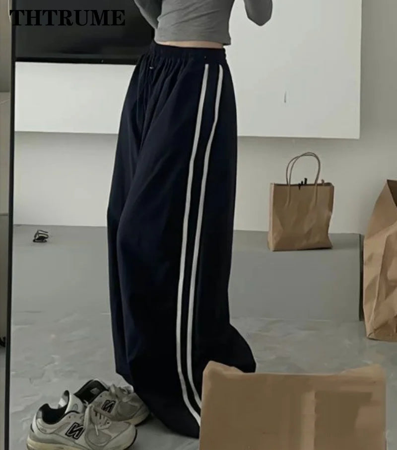 Y2K Vintage Frauen Lose Hosen Übergroßen Hip Hop Kordelzug Tasche Mode Chic Cargo Pant Casual Büro Dame Baggy Neue Hosen.