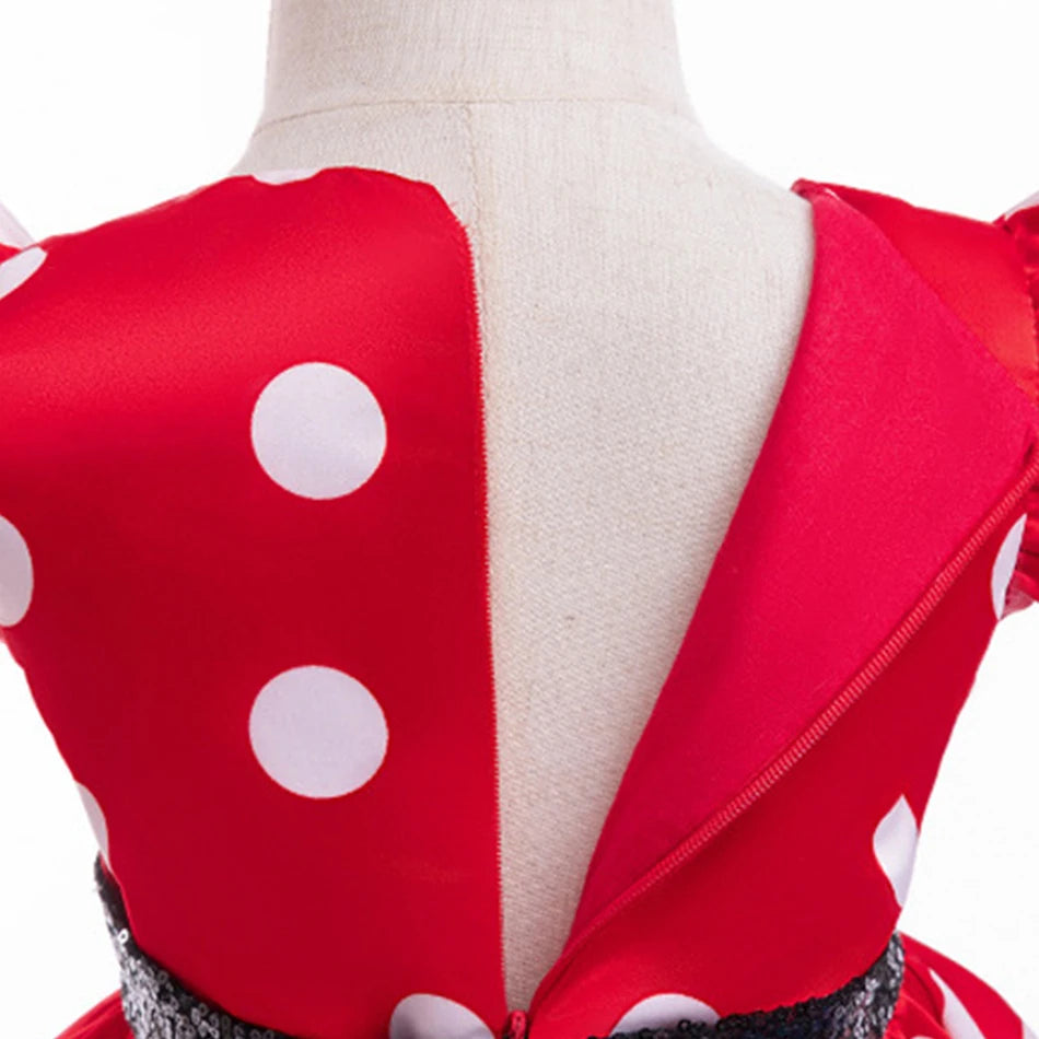 Disney Minnie Mouse Mädchen Polka Dot Schleife Prinzessin Kleid Jungen Kinder Mickey Mouse Halloween Karneval Party Performance Kleidung Anzug.