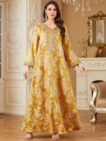 New Women Muslim Embroidery Maxi Dress Abaya Dubai Kaftan Eid Djellaba Kebaya Caftan Marocain Femme Robe Islam Jalabiya Vestidos.