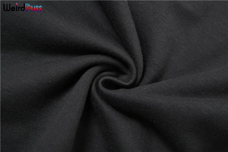 Weird Puss Casual Sporty 2 Piece Set Women Letter Embroidery Crop Tops+Side Tassel Straight Pants Matching Streetwear Tracksuits.