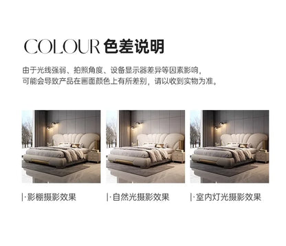 Luxuriöses Hauptschlafzimmer, Doppelbett, King-Size-Bett, weiche Tasche, Rückenlehne, 150 x 200 cm, Hochzeitsbett, Untergestell in voller Größe, beleuchtet 2ingan-Möbel