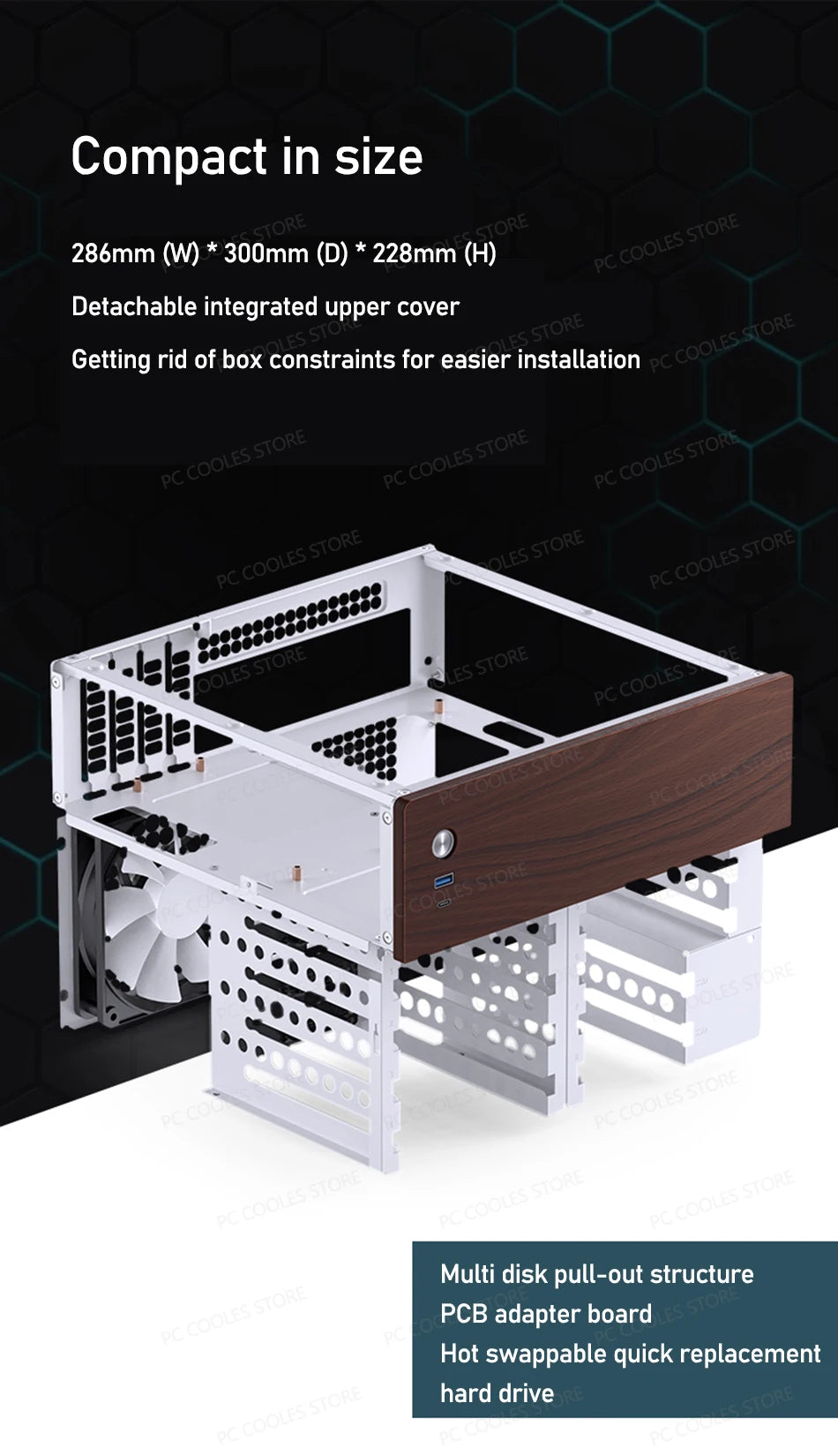 JONSBO N4 NAS Mini Case ITX/M-ATX Motherboard SFX Power 6 Large and 2 Small Hard Disk Bit Home Office Server PC Chassis.