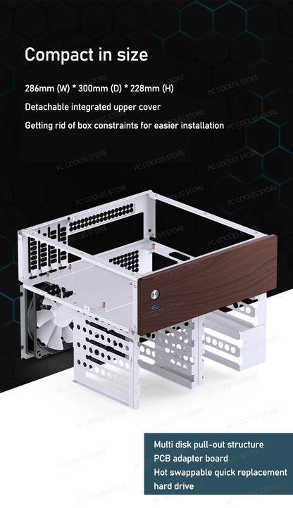JONSBO N4 NAS Mini Case ITX/M-ATX Motherboard SFX Power 6 Large and 2 Small Hard Disk Bit Home Office Server PC Chassis.