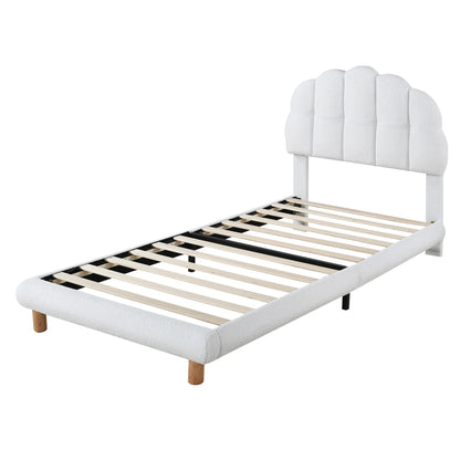 Modernes 90x200cm Einzelbett, Kinderbett, Jugendbett, Polsterbett, Holzgittergrill, Fleeceimitation, Weiß und Rosa