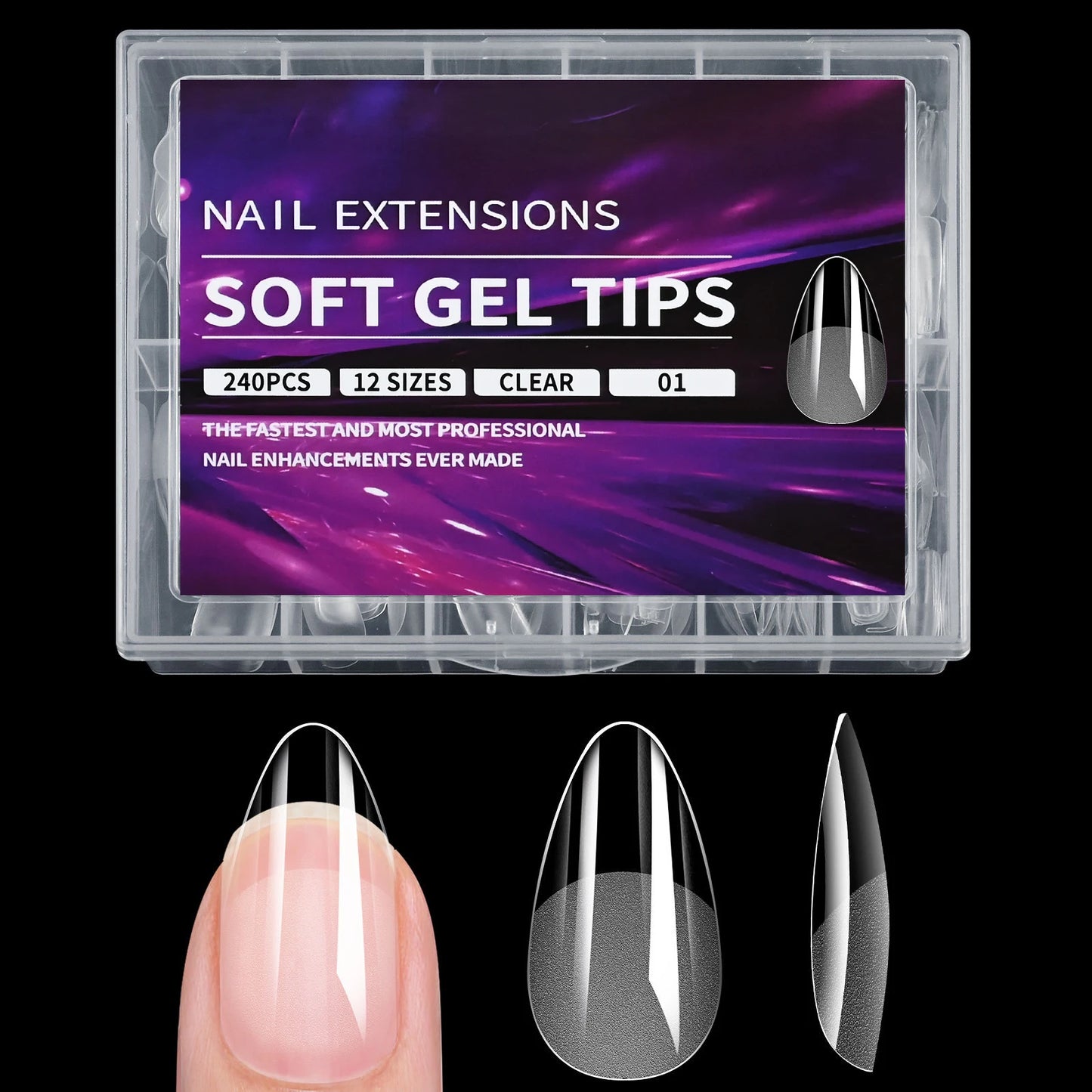 240PCS/Box False Nail Tips Square Straight Extra Long Half Cover Nails Artificial Acrylic False Nail Tips Press On Manicure Tool