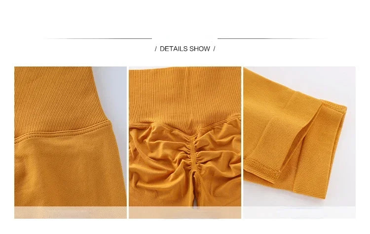 Women Seamless Slim Tights High Waist Solid Leggings Fitness Yoga Elastic Leggings Push Up Butt Knit Fashion Gym Workout Pants.