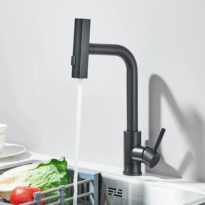 Brushed/Black Kitchen Faucet Pull Out Swivel Waterfall Sprayer Sink Mixer Faucet Brushed Nickel Faucet