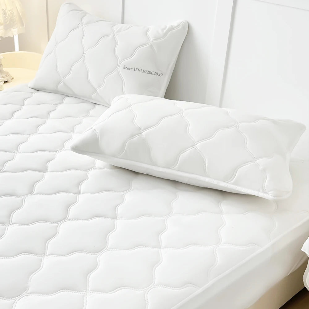 Microfiber Waterproof Fitted Bed Sheets with Elastic Bands Bedspread Covers Mattress Pads for Single Double/King/Queen Size Beds