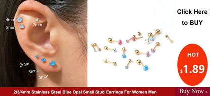 NEW IN 1 Piece Stainless Steel Mini Zircon Stud Earring Women Gold Color Helix Ear Studs Tragus Cartilage Piercing Jewelry.