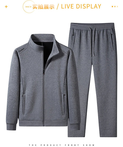 Plus Size 6XL 7XL Men's Sportswear Casual Cotton Tracksuits Men Sets Outwear Jacket+Sweatpant Joggers Running Winter Sports Suit.