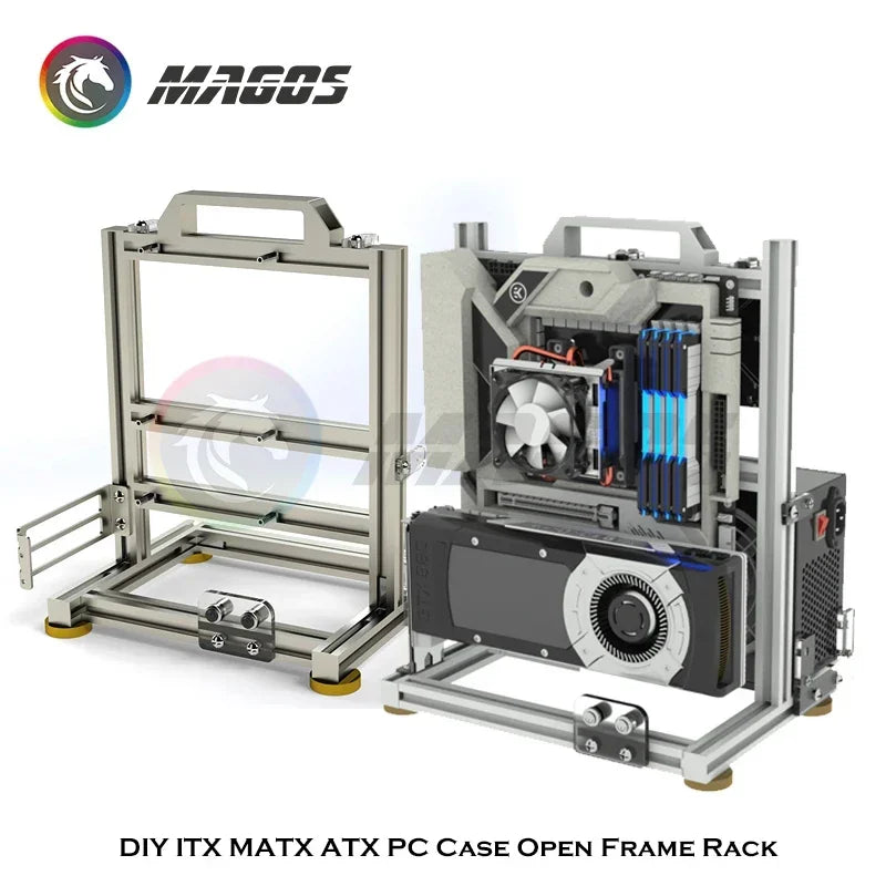 DIY Gamers Cabinet MOD ITX MATX PC Case Open Frame Aluminum Creative ATX Tower Desktop Gaming Computer Chassis Rack.