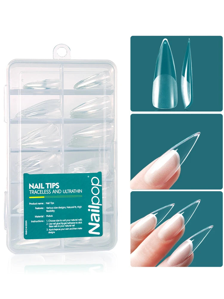 Nailpop 120pcs Acrylic Nails Fake Capsule Short Almond Coffin Square Artificial Nail Extension Soft Gel Tips Accessories Tools.