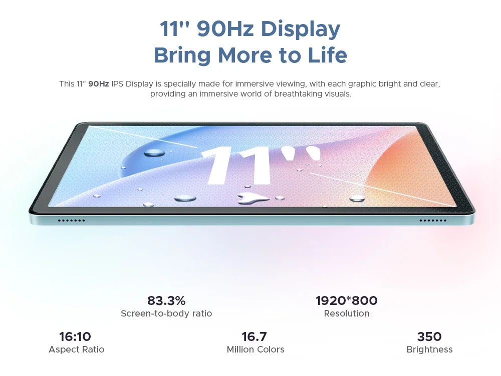 DOOGEE Tab G6 2 IN 1 Smart Tablet PC 11'' Screen Android 15 30GB RAM(6+24) 256GB ROM 8000mAh Battery Dual Speakers Widevine L1.