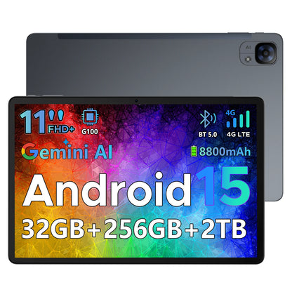 DOOGEE Tab E3 Tablet 11" Screen Android 15 Gemini AI 7.5mm Ultra-thin 32GB (8+24) 256GB Dual Speakers 8800mAh Battery Smart Pad