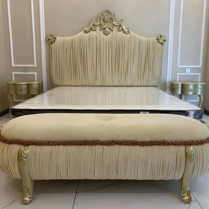 Klassisches europäisches Bett, Doppelbett, King-Size-Bett, Kopfteil, hochwertiges Bett, Twin, kreieren Sie das Hauptschlafzimmer, Cama De Casal, Wohnmöbel