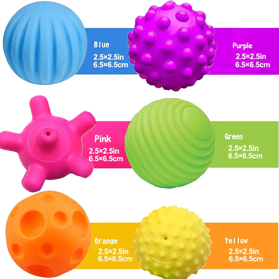 6PCS Textured Balls for Baby Sensory Play 6-12 Months, Activity Multi Soft Ball, Montessori Shower Toys for Toddlers 1-3 Years.