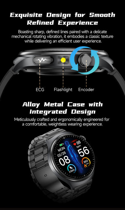 1.43'' HD Sapphire Smart Watch Bluetooth Call Blood Fat Uric Acid Heart Rate Body Analysis Five Organs Health Smartwatch Men Wom.