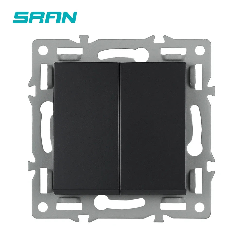 SRAN F6 Serie mehrere Rahmen schwarze Panel aus gehärtetem Glas, EU FR UN-Steckdosen und Schalter Dimmer-Lüfter-Fußlampe Rj45 RJ11Module DIY
