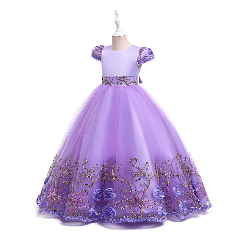 2024 neue Blume Junge Langes Kleid Mädchen Klavier Leistung Kleid Wunderschöne Geburtstag Party Abendkleid 4-12 Jahre Alt karneval Kleidung.