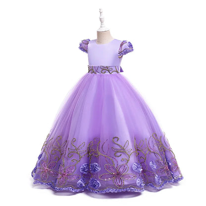 2024 neue Blume Junge Langes Kleid Mädchen Klavier Leistung Kleid Wunderschöne Geburtstag Party Abendkleid 4-12 Jahre Alt karneval Kleidung.