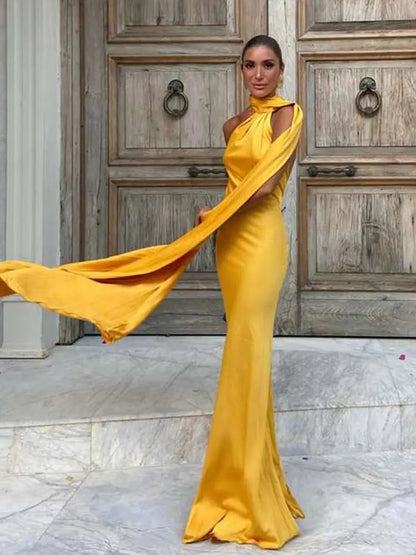 Elegante Feste Band Frauen Halfter Kleid Off Schulter Ärmellose Backless Dünne Weibliche Maxi Kleider 2025, Sommer Neue Chic Dame Robe.