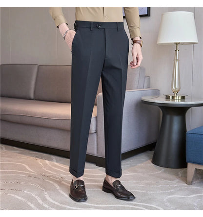 Men Suit Pants 2025 Elastic Slim Fit Formal Dress Pants Solid Casual White Trousers Pantalon Homme Wedding Party Men Clothing