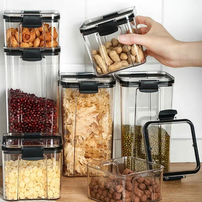 Dry Food Storage Box Food Containers Transparent Stackable Kitchen Spaghetti Noodles Sealed Tank Cans Organizers Bottles.
