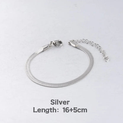 Stainless Steel 16/18cm Classic Snake Gold Color Width 2.5/3/4MM Chain Bracelet For Women Mariasz Minimalist Jewelry Gift.