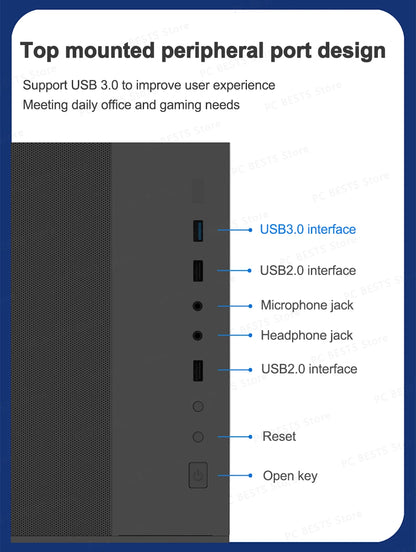 Power Train Seaview Dream MATX ITX Computer Case Panoramic Tempered Glass Side Transparency Without Pillars ATX Desktop Chassis.