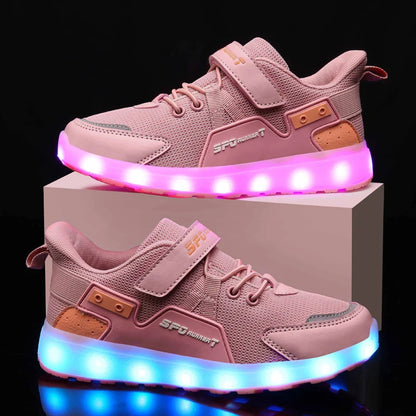 Children's Casual Shoes LED USB Charging Luminous Glowing Sneakers for Boys Girls Led Sneakers with Luminous Sole Lighted Shoe C.