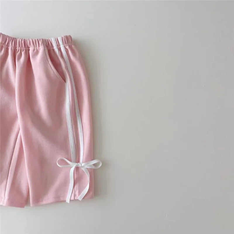 2024 Spring New Kids Clothing Sets Children Long Sleeve Suits Baby Girls Bow Sweatshirt+Pants 2Pcs Toddler Versatile Outfits