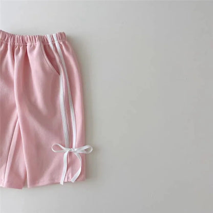 2024 Spring New Kids Clothing Sets Children Long Sleeve Suits Baby Girls Bow Sweatshirt+Pants 2Pcs Toddler Versatile Outfits