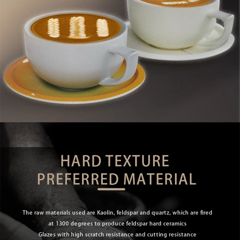 MUVNA Coffee and tea tools Cups 280ml/for Latte,Hot Tea,Cappuccino,Mocha,Cocoa,White/Cup and Saucer Set/Ceramic Latte Coffee Cup.