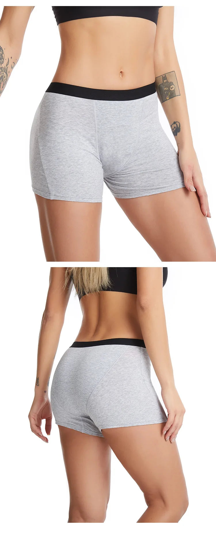 Women's Menstrual Panties Heavy Flow 4-Layer Leak Proof Cotton Period Underwear Absorbent  Boxer Brief.