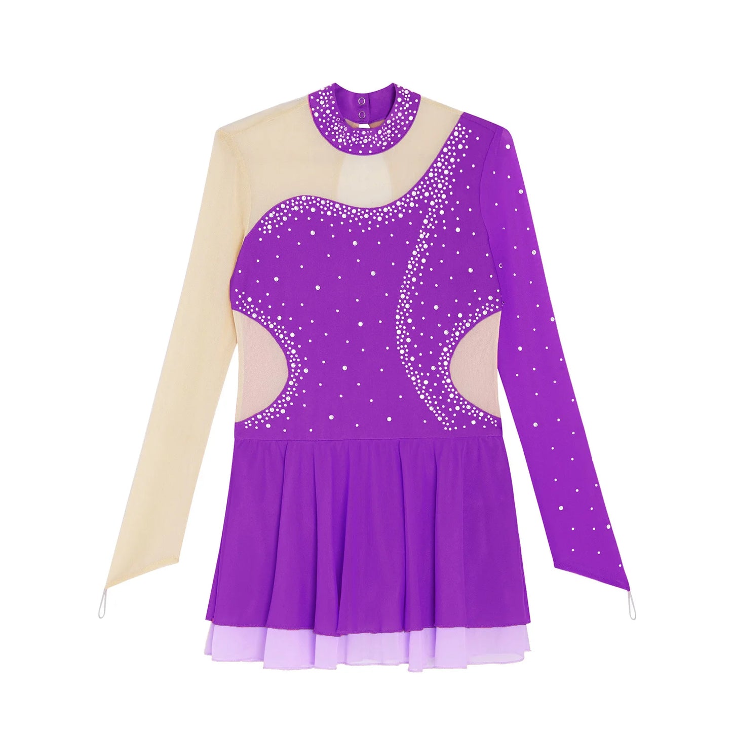 Kinder Mädchen Eiskunstlauf Kleid Lyrical Ballett Tanz Rhythmische Gymnastik Leistung Kostüm Langarm Strass Trikot