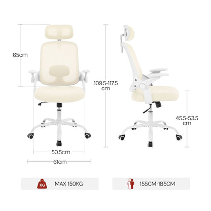 WOLTU Ergonomischer Netz-Bürostuhl, anhebbarer Gaming-Stuhl mit Kopfstütze, verstellbare Lordosenstütze, drehbarer Computerstuhl mit hoher Rückenlehne