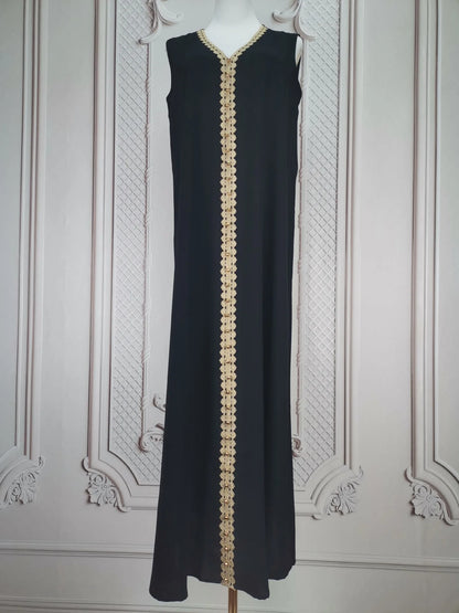 Eid muslimische Frauen Party Stickerei Kleider 2 Stück Set Jalabiya Ramadan Islam Vestidos arabische Robe Marokko Dubai Abayas Kaftan