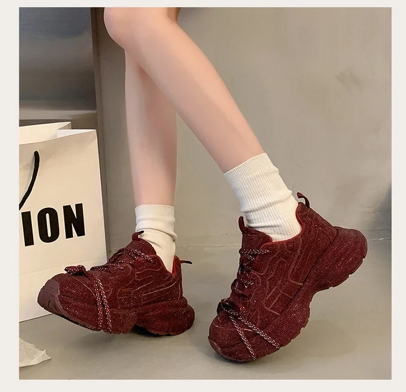 Top Quality Sneakers Women Skate Shoes Rhinestone Women Loafers Platform Fashion Shiny Women's Casual Shoes Crystal Sneaker