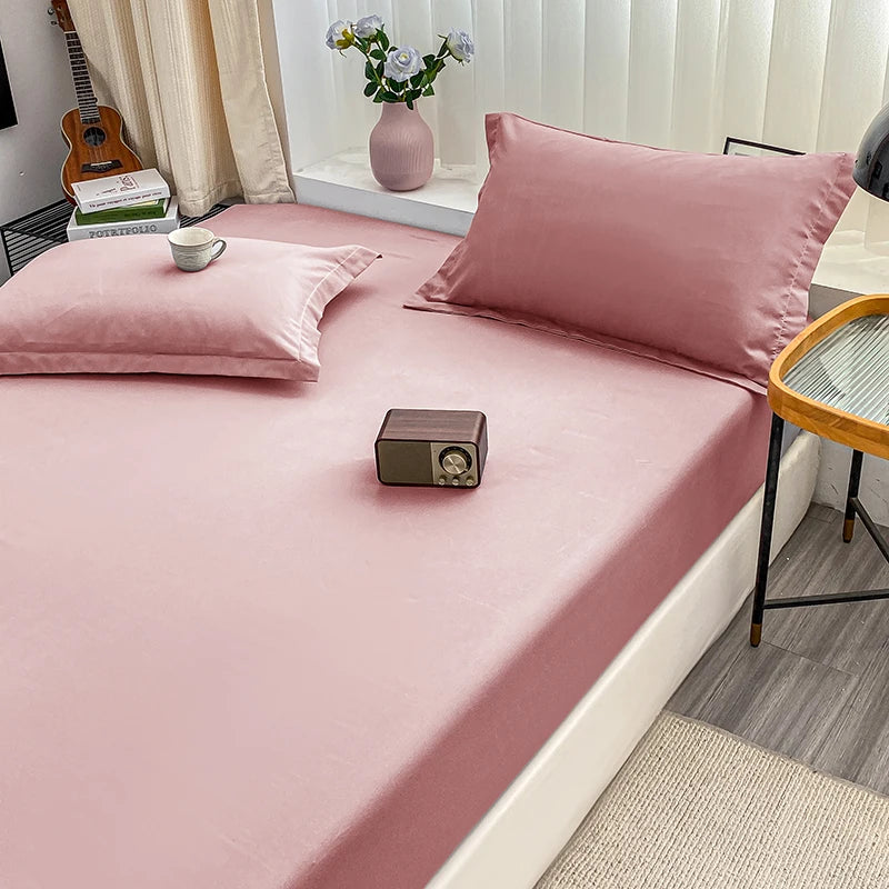 1PC solid color bed cap anti-slip protective cover dust covered sheet.